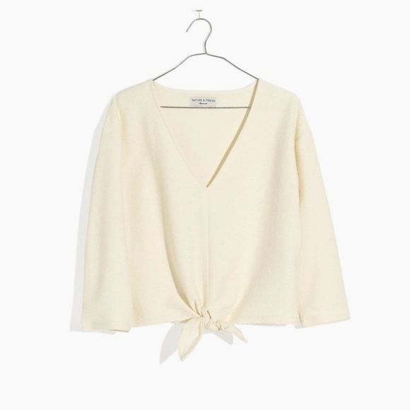 NWT Madewell Plus Long Sleeve Tie Front Top - Picture 4 of 4